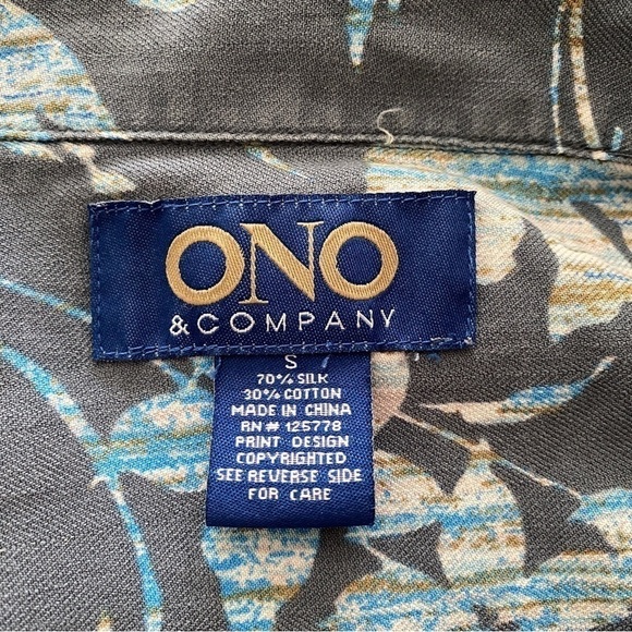ONO & COMPANY 70% Silk Aloha Hawaiian Floral Shirt Men S Small - Picture 5 of 5